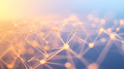Aufkleber - Golden dots connecting dynamically, forming luminous digital plexus network representing technological innovation and global interconnectivity