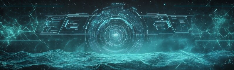 Aufkleber - Futuristic submarine control panel featuring advanced digital technology and sleek design.