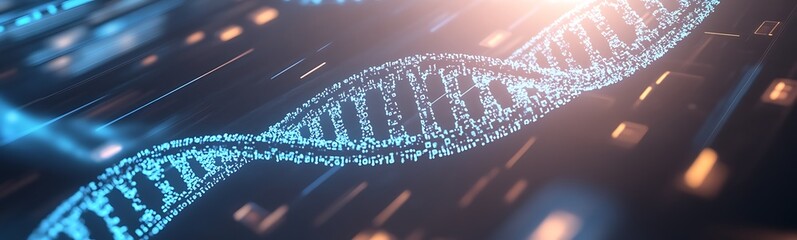 Aufkleber - Futuristic DNA analysis screen showcasing genetic information and technology.