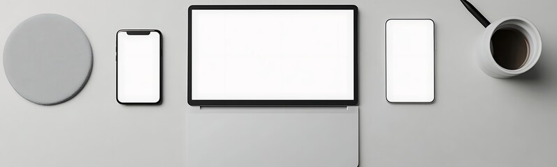 Poster - A laptop and smartphone positioned side by side, showcasing both screens in a professional setting.