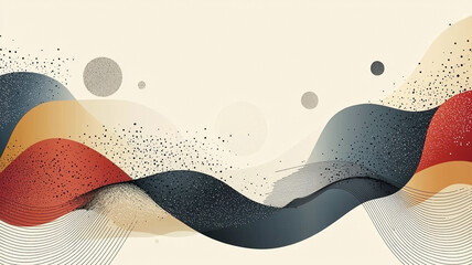 Fototapete - Abstract Waves in Warm Tones with Circular Patterns Against a Soft Beige Background