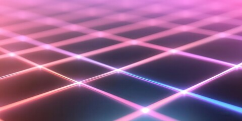Poster - Neon wireframe 3D grid pattern, sci-fi technology background with mesmerizing depth and dimension.