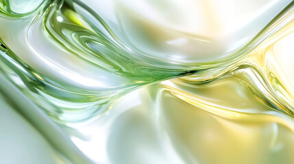 Poster - Abstract background with green and yellow liquid flowing and merging, creating a beautiful visual effect