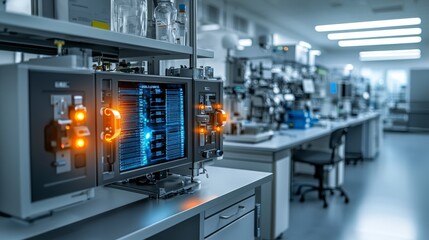 Fototapete - Digital security system with glowing locks for laboratories high-tech environment captivating viewpoint