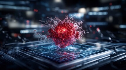 Leinwandbilder - Dynamic holographic display showcasing digital heart tech lab visual art indoor close-up innovation