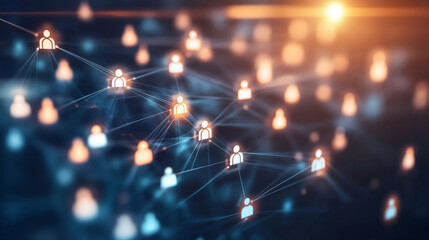 Aufkleber - Abstract network is connecting people icons together, representing global communication and social media