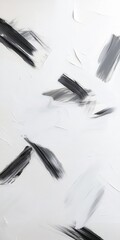 Poster - Charcoal smudges on white canvas, bold and expressive strokes creating artistic contrast