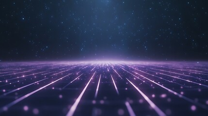 Aufkleber - Vibrant cartoon artwork featuring a neon grid stretching towards a glowing horizon.