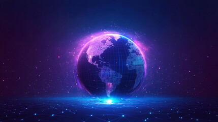 Poster - Digital globe illuminating worldwide network connections, representing technological innovation and global communication infrastructure