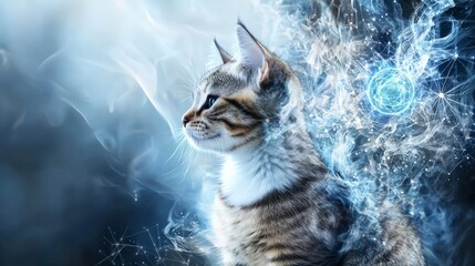 Poster - A kitten meditating deeply peaceful home digital art tranquil environment side view mindfulness concept