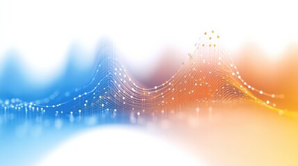 Poster - abstract digital wave pattern with blue and orange gradients representing data flow and technology