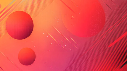 Poster - Modern abstract design presenting vibrant red-orange gradient background with interconnected circles and dynamic linear elements