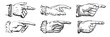 © alvaroc - Set of engravings of pointing fingers. Hands pointing symbols.