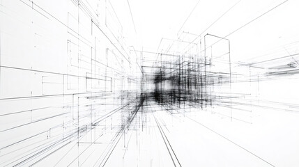 Aufkleber - Complex wireframe structure forming an abstract architectural design, representing modern buildings or skyscrapers