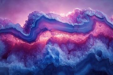 Leinwandbilder - Stunning amethyst geode cross-section showcasing vibrant purple and blue crystalline formations.