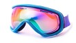 © Habibah - Blue framed ski goggles with iridescent multi colored lenses