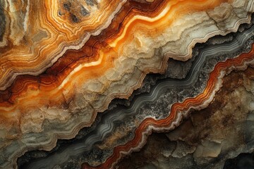 Poster - Intricate layers of brown, orange, and grey rock formations create a visually stunning and textured surface.
