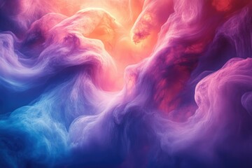 Aufkleber - Abstract swirling clouds of vibrant purple, pink, and blue hues create a dreamy, ethereal scene.
