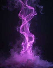 Poster - mystical purple smoke swirls on dark black background. abstract light, ethereal essence, magic conce
