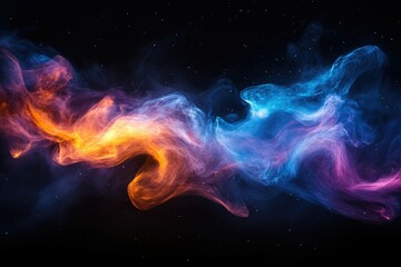 Poster - Abstract cosmic artwork depicting swirling nebulae in vibrant orange, blue, and purple hues against a starlit backdrop.