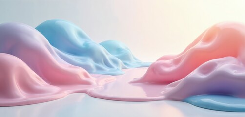 Poster - pastel background with pink, blue melted plastic texture. colorful abstract backdrop with gradient w