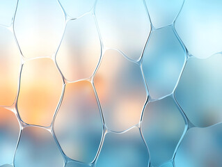 Poster - Translucent bubbles create textured background with soft colors, evoking serene atmosphere. interplay of light and shadow enhances visual appeal