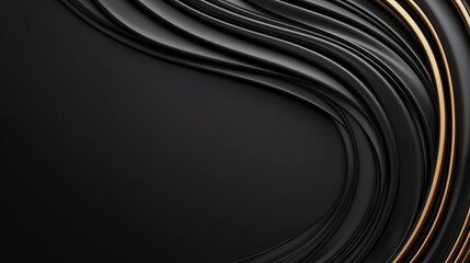 Poster - Sleek black and gold abstract background with flowing curves and lines, creating modern and elegant design. Perfect for luxury themes and stylish presentations