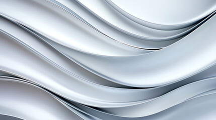 Poster - Abstract silver metallic waves create smooth, rippled pattern, evoking sense of fluidity and modern design. Ideal for backgrounds and textures
