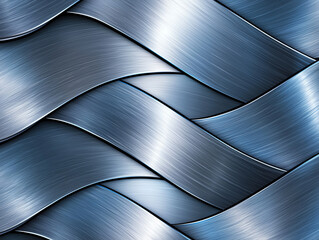 Poster - Sleek metallic waves create dynamic and modern abstract design, showcasing shiny silver and gray tones with brushed texture