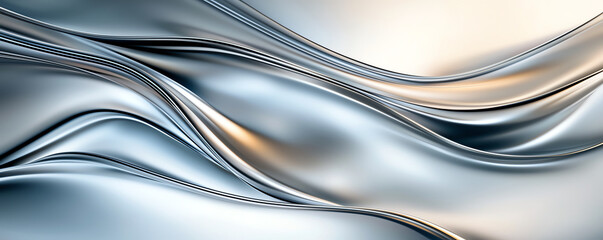 Poster - Sleek silver waves create smooth, flowing texture, reflecting light beautifully. metallic surface adds modern touch, perfect for design projects
