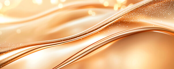 Poster - Elegant golden waves with soft, shimmering texture create luxurious background. smooth curves and sparkling details evoke sense of warmth and sophistication