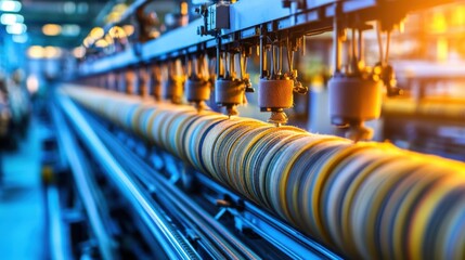Poster - Industrial Manufacturing Process with Machinery and Conveyor Belts