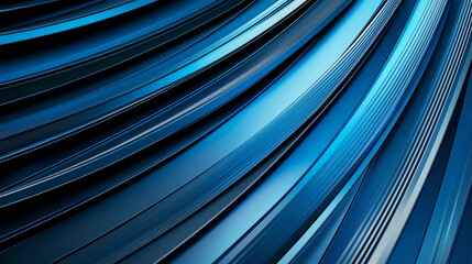 Poster - Sleek blue metallic waves create dynamic and modern background, perfect for technology or design themes. smooth lines and gradients evoke sense of motion and innovation