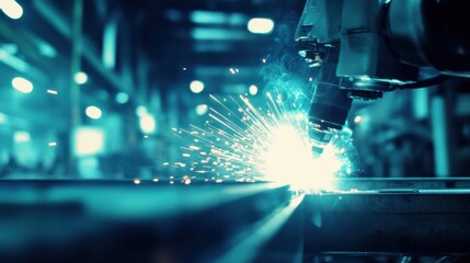 Poster - Industrial Robot Performing Metal Welding in Factory Environment