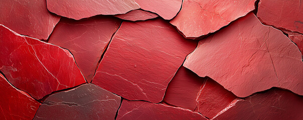 Poster - Red quartz stone slab texture with faux rock appearance, showcasing vibrant and warm aesthetic. layered design creates striking visual impact, perfect for various applications