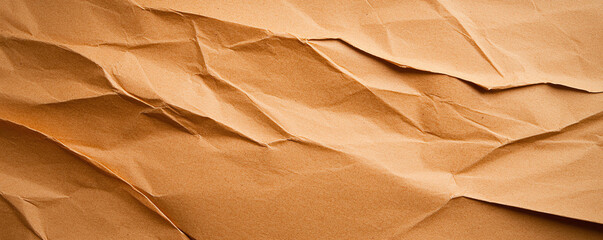 Poster - Crumpled brown paper texture with visible creases and folds, ideal for backgrounds or crafts. This seamless design adds rustic touch to various projects