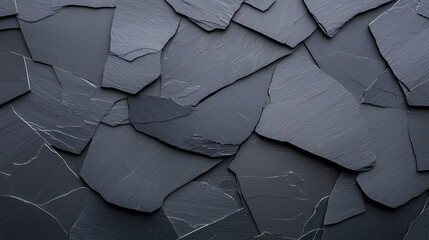 Poster - Textured grey slate rock surface with rough edges and natural patterns, ideal for backgrounds or design elements