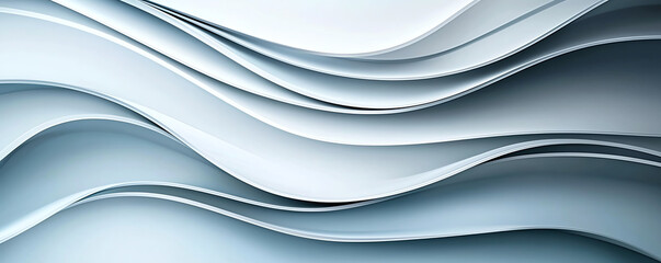 Poster - Sleek, wavy lines create modern, abstract design in shades of grey and silver, evoking sense of calm and fluidity