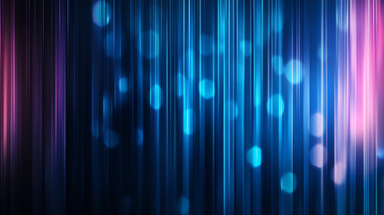 Poster - Vibrant blue and pink vertical lines with blurred bokeh lights create dynamic abstract background. This colorful design evokes sense of energy and movement