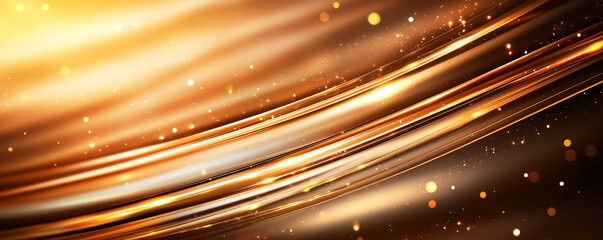 Poster - Golden abstract background with flowing lines and sparkling lights, creating warm and inviting atmosphere. Perfect for design projects and festive themes