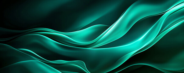Poster - Smooth green waves create tranquil and serene background, perfect for various design projects. flowing texture adds depth and elegance to any visual composition