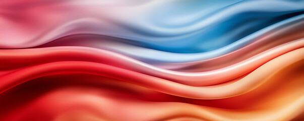 Poster - Smooth flowing fabric in vibrant red and blue tones creates dynamic visual. gentle waves evoke sense of movement and energy, perfect for backgrounds or artistic projects