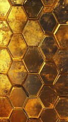 Poster - Golden hexagonal pattern creates a textured and luxurious background