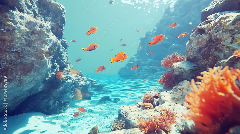 Tropical Waters Bright Coral Formations Marine Fish High Resolution ...