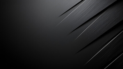 Poster - Sleek black abstract background with textured lines and gradients, creating modern and dynamic feel. Perfect for design projects or digital art