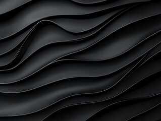 Poster - Sleek black waves create modern, abstract background with smooth curves and depth. design evokes sense of elegance and sophistication, perfect for various applications