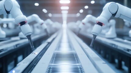 Poster - Robotic Arms Working in Automated Manufacturing Assembly Line