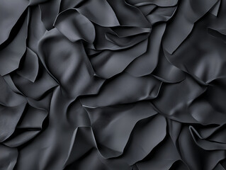Poster - textured background featuring crumpled black fabric with smooth, flowing folds, creating sense of depth and elegance. Ideal for design projects