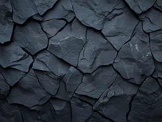 Poster - Textured black rock surface with natural cracks and patterns, ideal for backgrounds or design elements. abstract nature adds depth and interest to any project