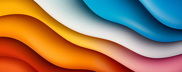 Poster - Colorful wavy background with smooth gradients in orange, yellow, blue, and white. This vibrant design adds modern touch to any project
